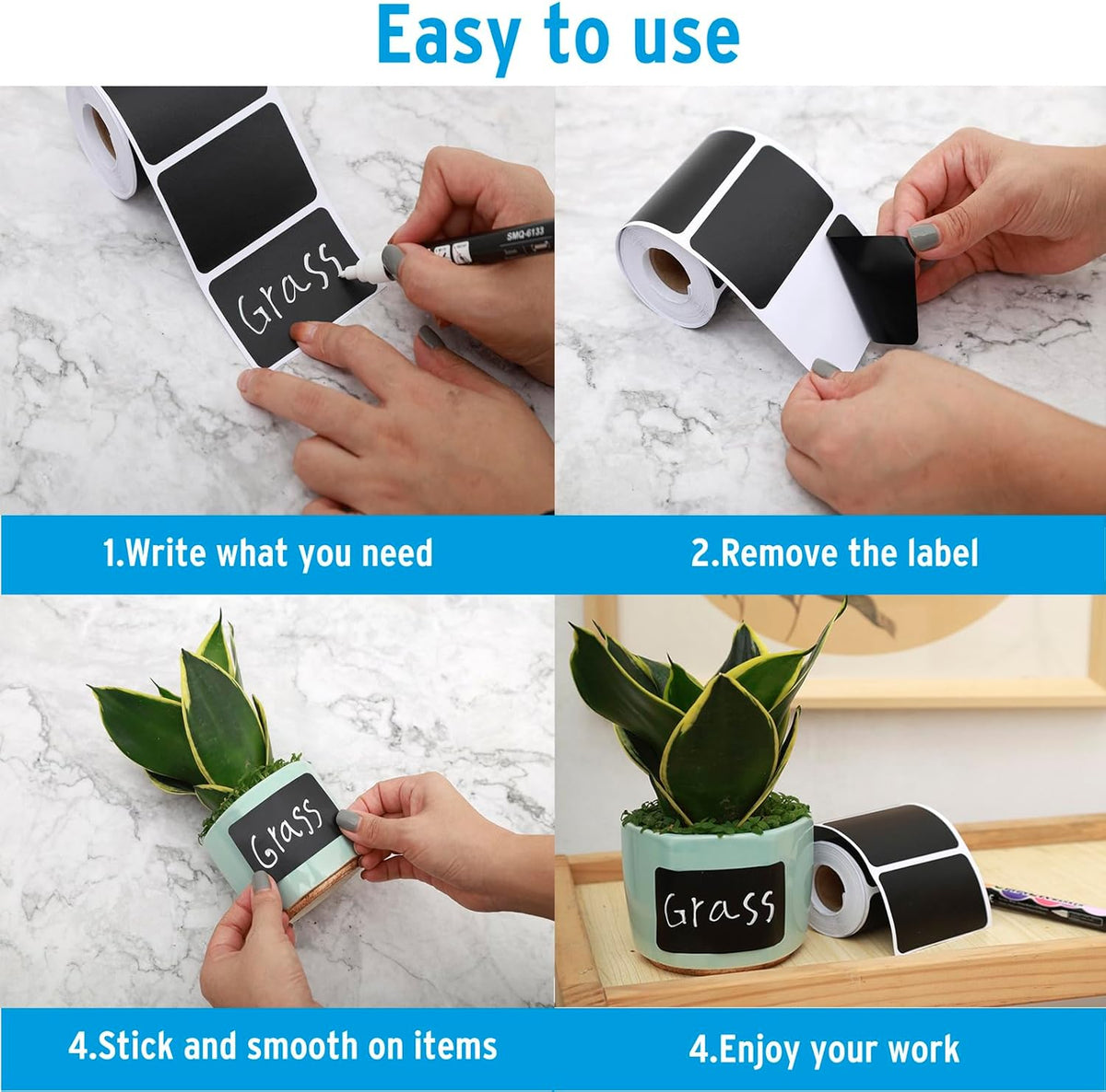 180 pcs Chalkboard Labels Stickers Waterproof Blackboard Reusable | Chalkboard Sticker with White Chalk Marker Rectangle Chalkboard Labels for Containers, Mason Jars, Food Storage