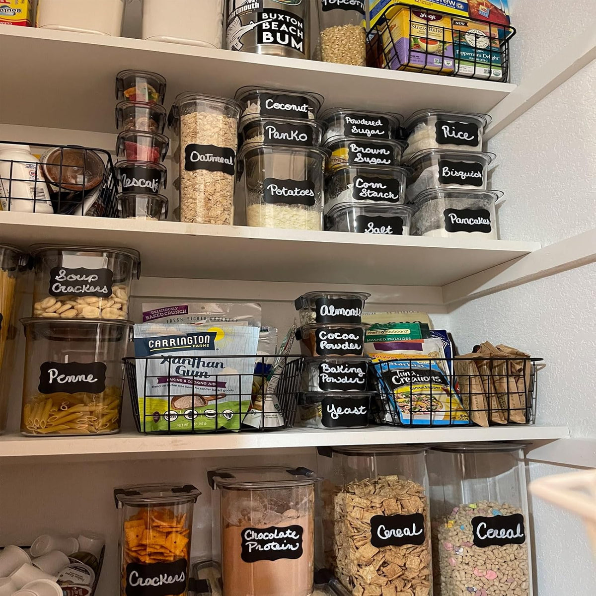 180 pcs Chalkboard Labels Stickers Waterproof Blackboard Reusable | Chalkboard Sticker with White Chalk Marker Rectangle Chalkboard Labels for Containers, Mason Jars, Food Storage