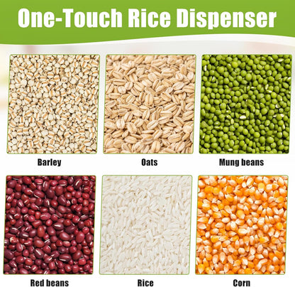 6 Grids Rice & Grain Storage Container 22.05 Pounds Rice Dispenser Food Dispenser Grain Dispenser One-Button Pressing Storage Bucket for Grains Snacks Candy Coffee Beans Dog (light green)