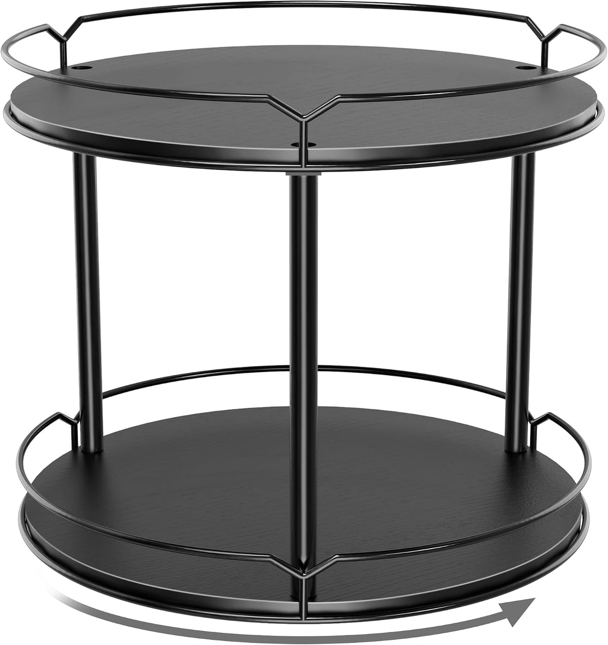12.4" Lazy Susan Organizer 2 Tier, Rotating Spice Rack, Wooden Spinning Spice Holder for Inside Cabinet, Pantry, Kitchen, Countertop, Bathroom and Vanity, Versatile Storage
