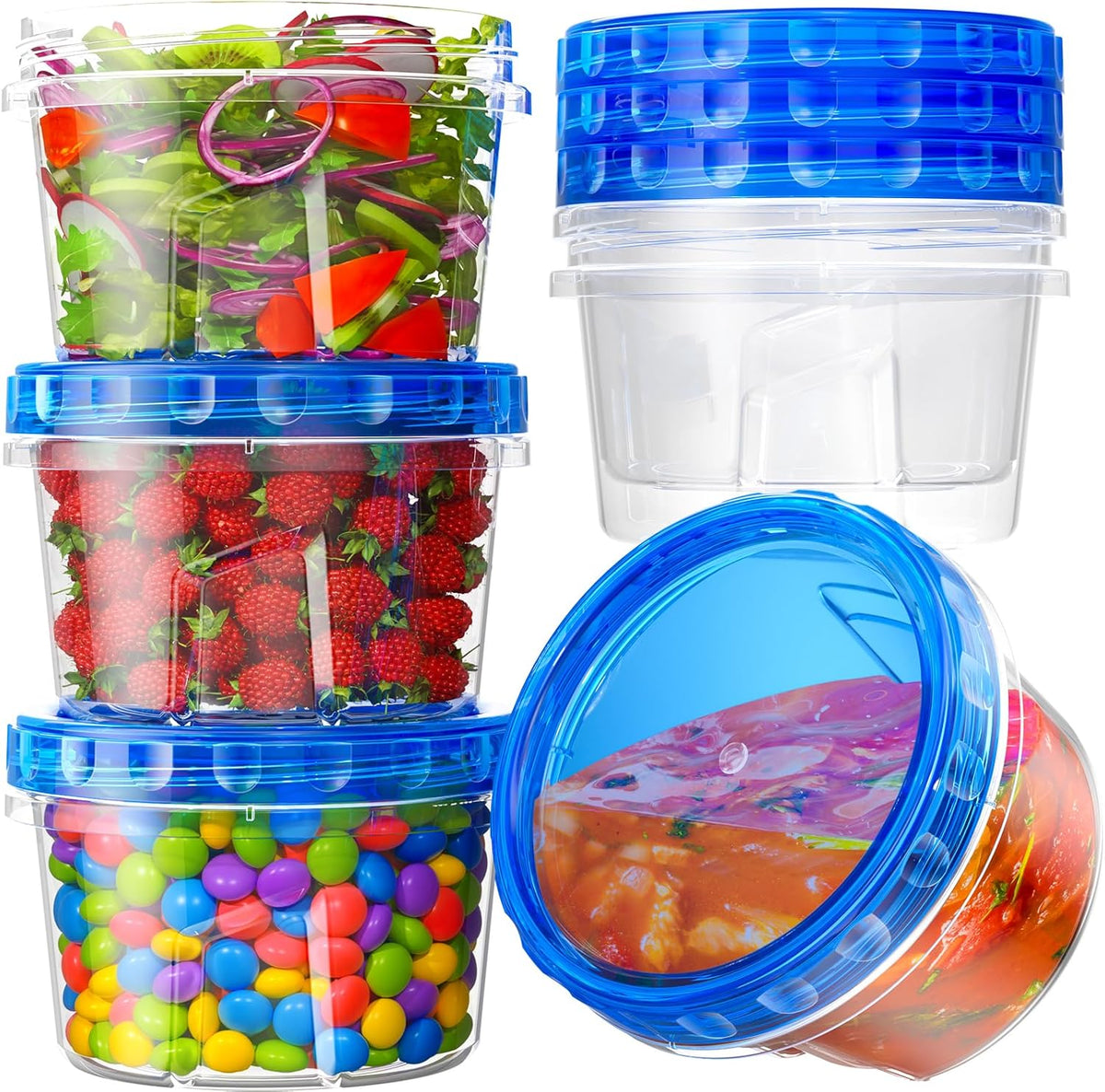 17oz Freezer Storage Containers, Plastic Food Storage Containers with Twist Top Lids, BPA Free and Reusable Soup Containers with Lid, Microwave and Dishwasher Safe
