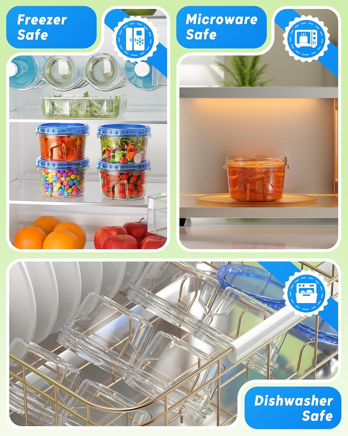 17oz Freezer Storage Containers, Plastic Food Storage Containers with Twist Top Lids, BPA Free and Reusable Soup Containers with Lid, Microwave and Dishwasher Safe