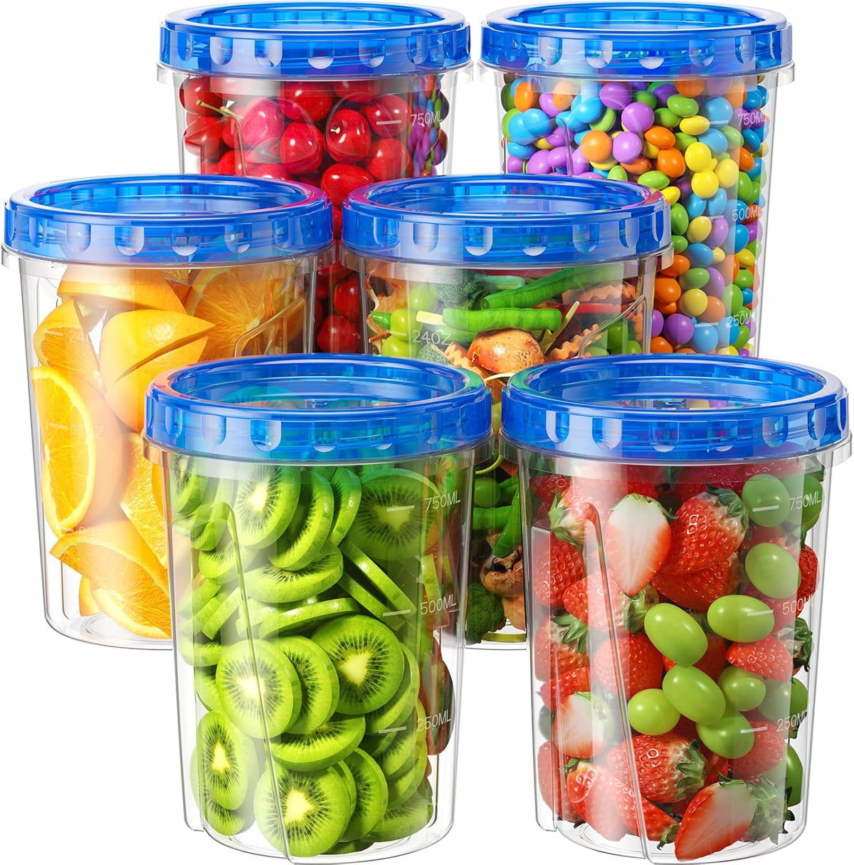 17oz Freezer Storage Containers, Plastic Food Storage Containers with Twist Top Lids, BPA Free and Reusable Soup Containers with Lid, Microwave and Dishwasher Safe