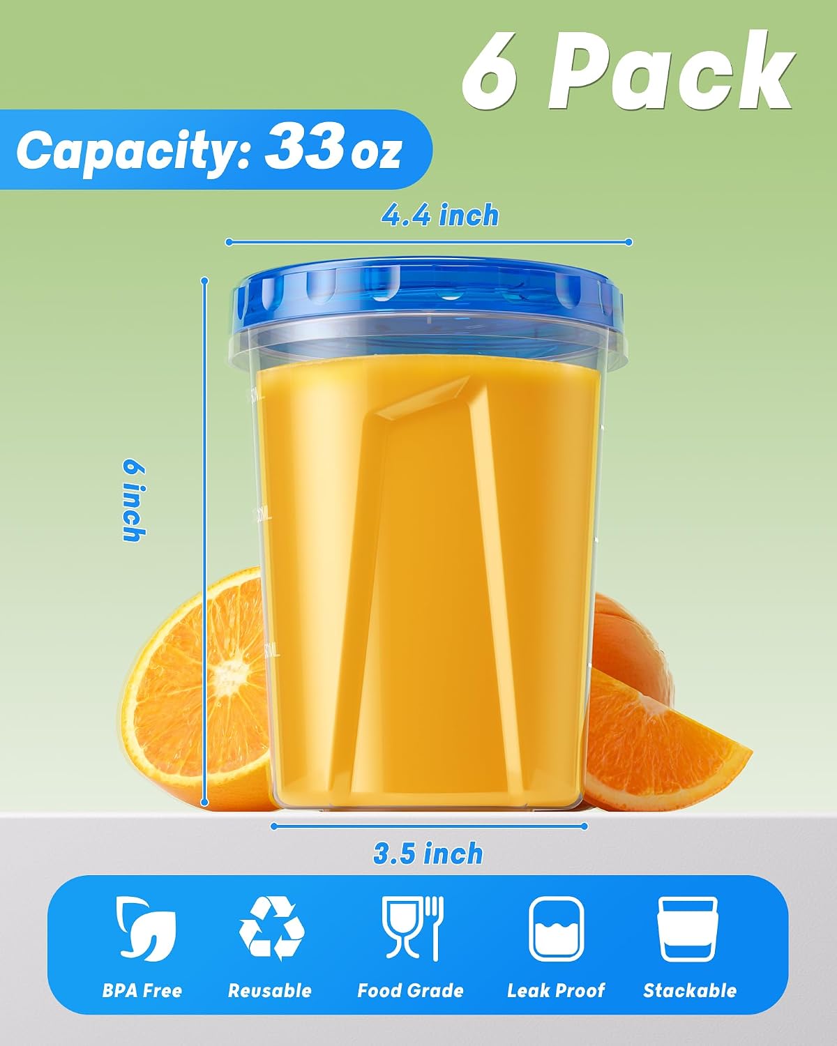 17oz Freezer Storage Containers, Plastic Food Storage Containers with Twist Top Lids, BPA Free and Reusable Soup Containers with Lid, Microwave and Dishwasher Safe