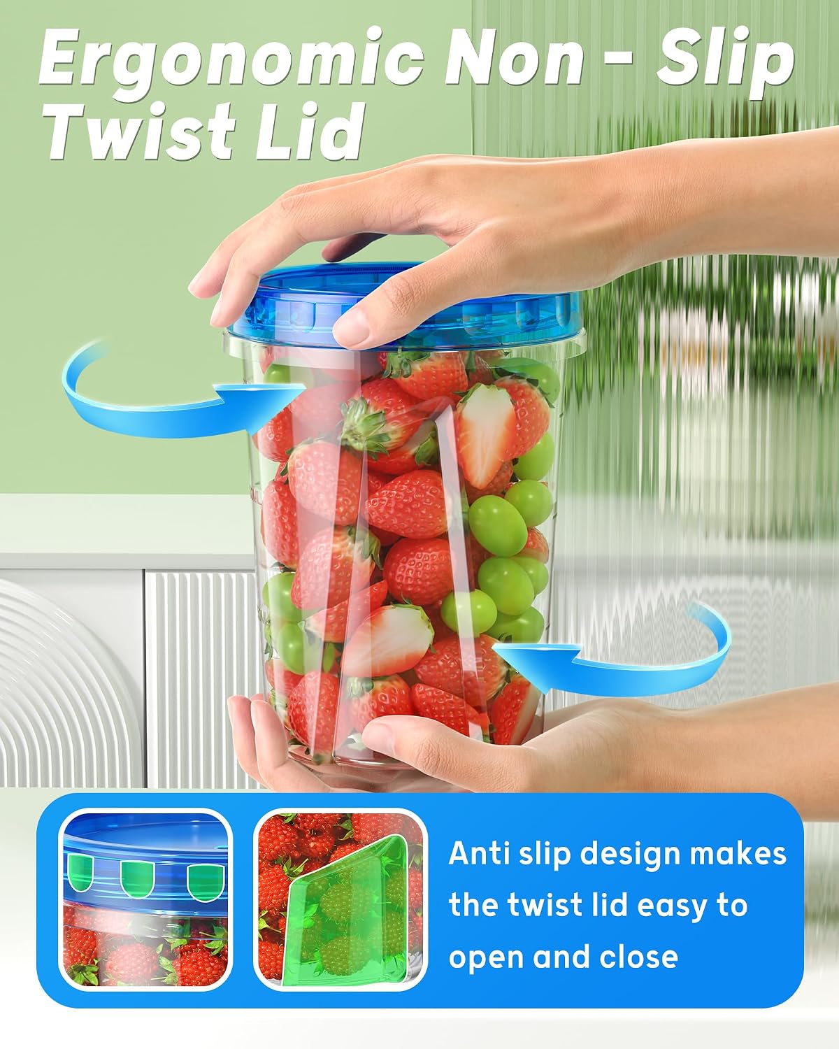 17oz Freezer Storage Containers, Plastic Food Storage Containers with Twist Top Lids, BPA Free and Reusable Soup Containers with Lid, Microwave and Dishwasher Safe