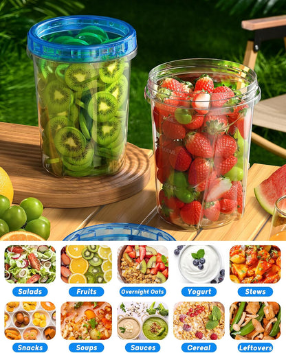 17oz Freezer Storage Containers, Plastic Food Storage Containers with Twist Top Lids, BPA Free and Reusable Soup Containers with Lid, Microwave and Dishwasher Safe