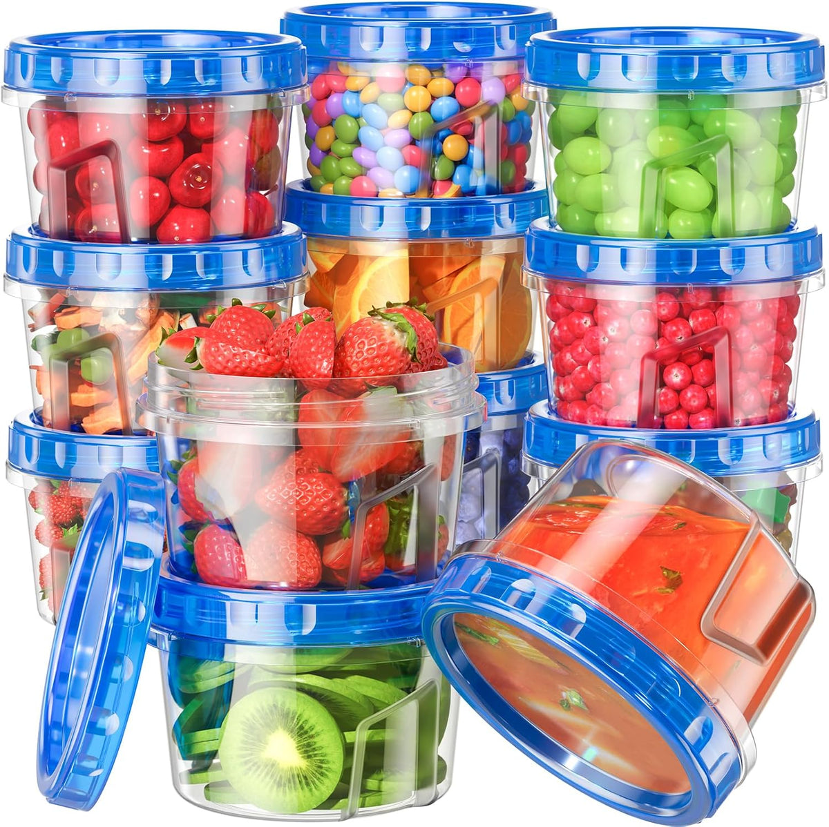 17oz Freezer Storage Containers, Plastic Food Storage Containers with Twist Top Lids, BPA Free and Reusable Soup Containers with Lid, Microwave and Dishwasher Safe