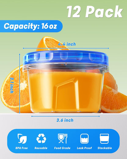 17oz Freezer Storage Containers, Plastic Food Storage Containers with Twist Top Lids, BPA Free and Reusable Soup Containers with Lid, Microwave and Dishwasher Safe