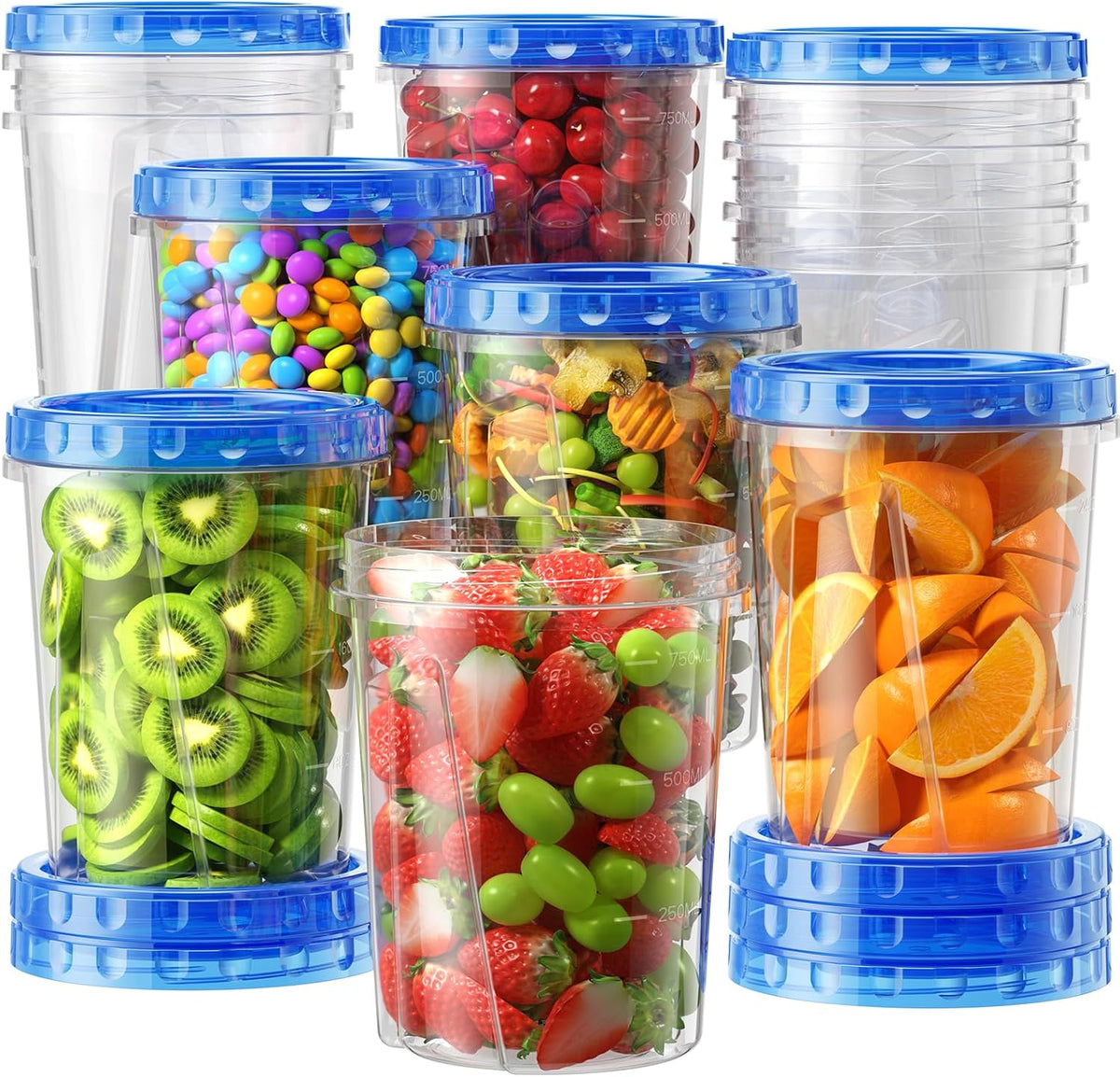 17oz Freezer Storage Containers, Plastic Food Storage Containers with Twist Top Lids, BPA Free and Reusable Soup Containers with Lid, Microwave and Dishwasher Safe