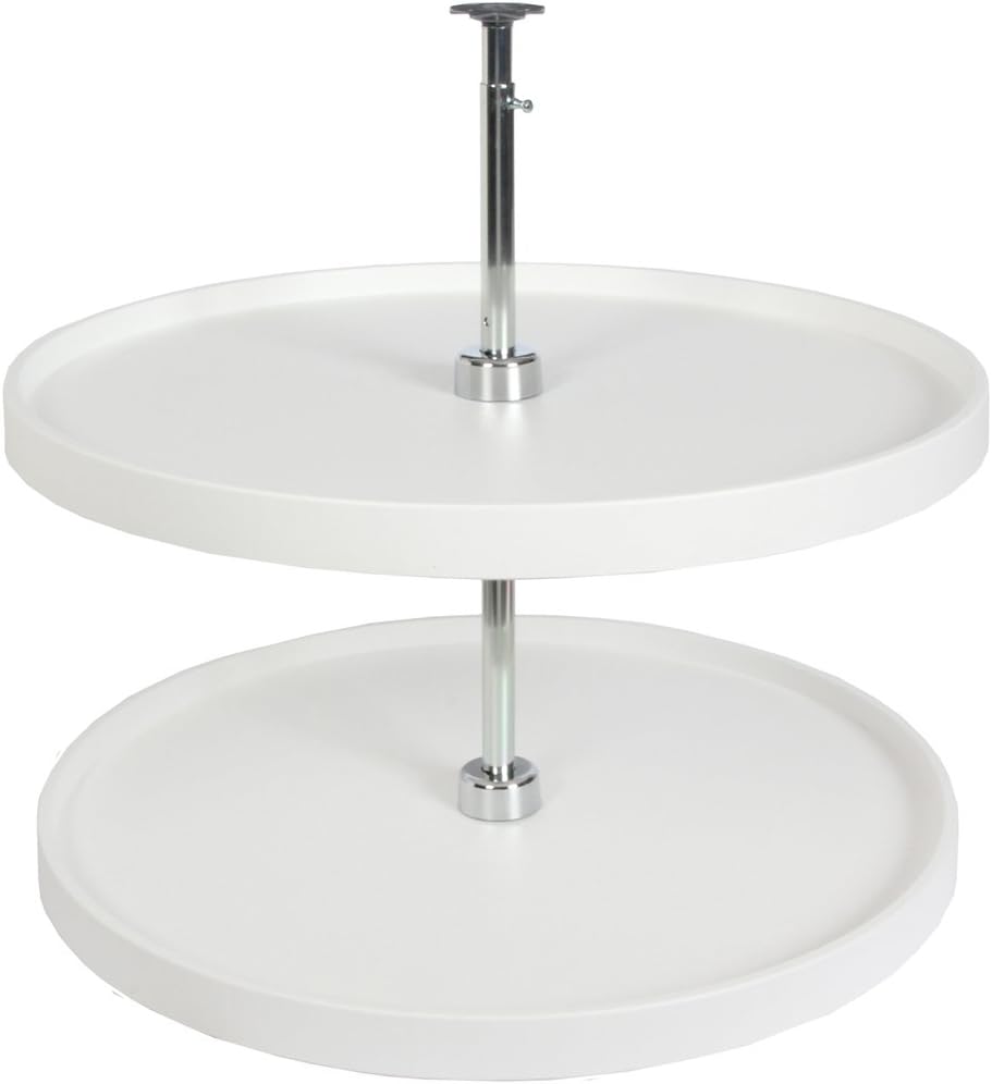 Plastic Lazy Susan Organizer, 2-Tier Lazy Susan for Cabinet, Full-Round 20-Inch Polymer Spice Turntable, White