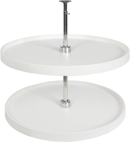 Plastic Lazy Susan Organizer, 2-Tier Lazy Susan for Cabinet, Full-Round 20-Inch Polymer Spice Turntable, White
