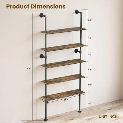 31.5" Industrial Pipe Floating Shelf with Towel Bar & Hooks