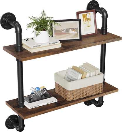 31.5" Industrial Pipe Floating Shelf with Towel Bar & Hooks