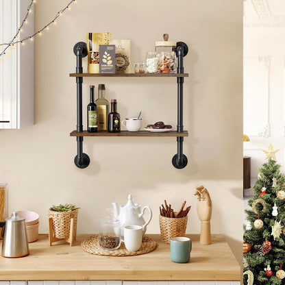 31.5" Industrial Pipe Floating Shelf with Towel Bar & Hooks