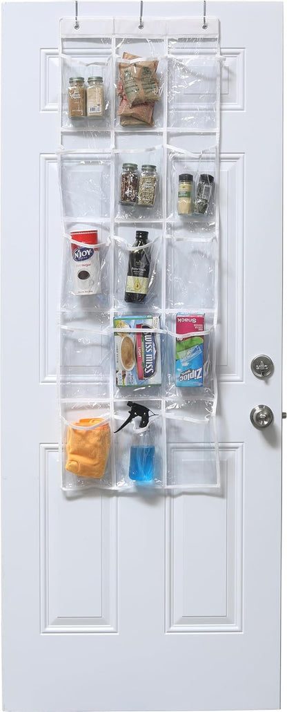 15 Pockets Clear Over the Door Pantry Organizer, 2 Pack | 52" x 18", Cabinet & Kitchen Hanging Storage