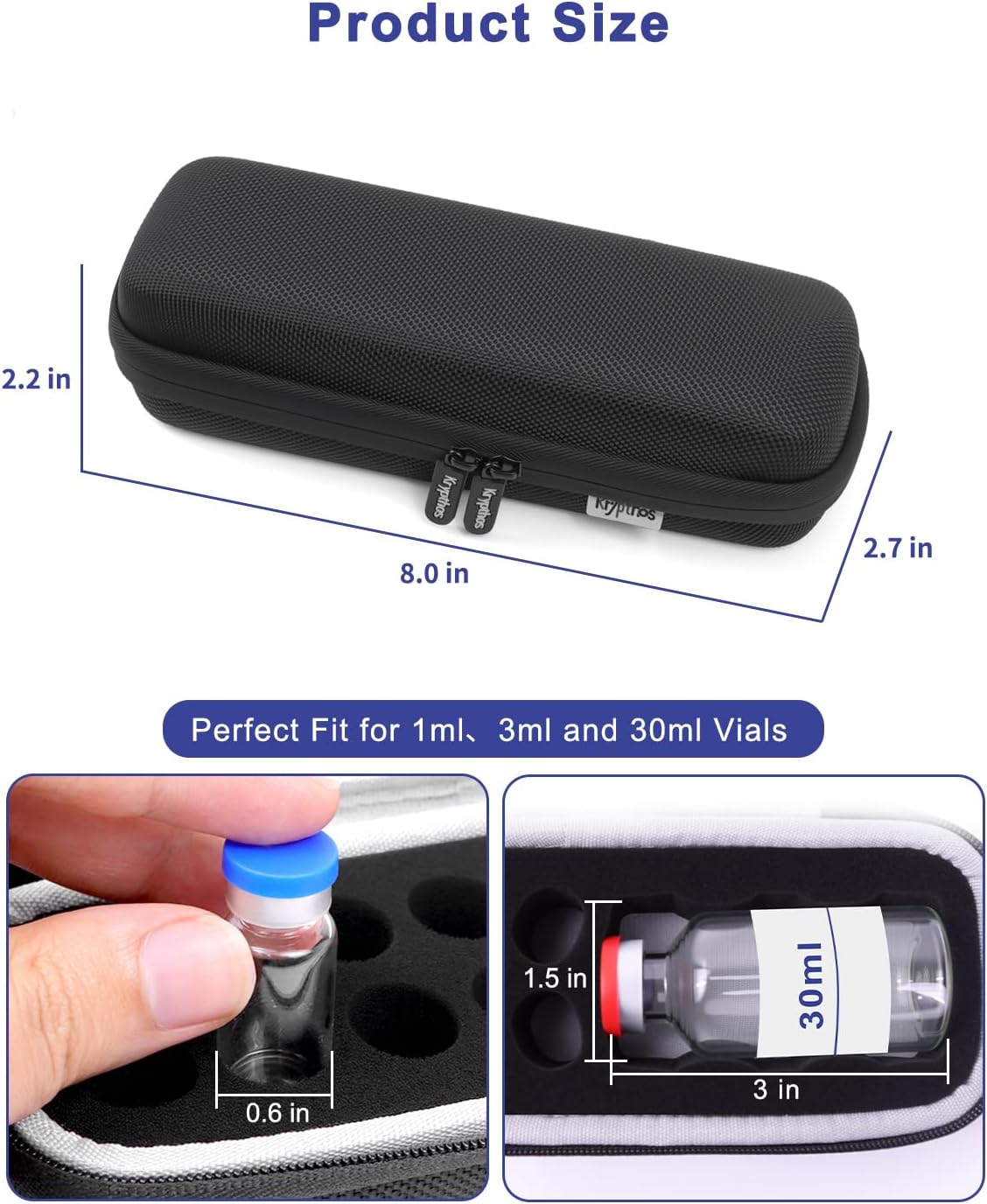 28 Slots Insulin Peptide Case for Fridge, Hard Storage Case with Ice Packs | Portable Diabetes Insulin Carrying Travel Organizer Case for 1ml 3ml 5ml 10ml Vials -16 Small Slots & 12 Adjustable Slots