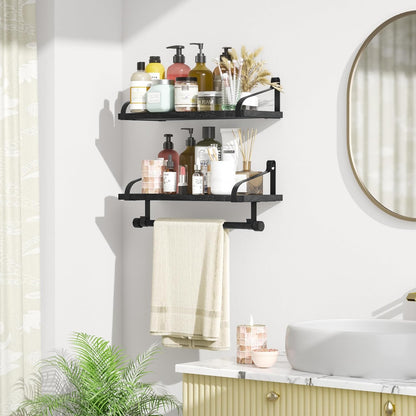 17.3"Floating Wall Shelves Set of 2,Solid Wood,Coffee Bar,Black