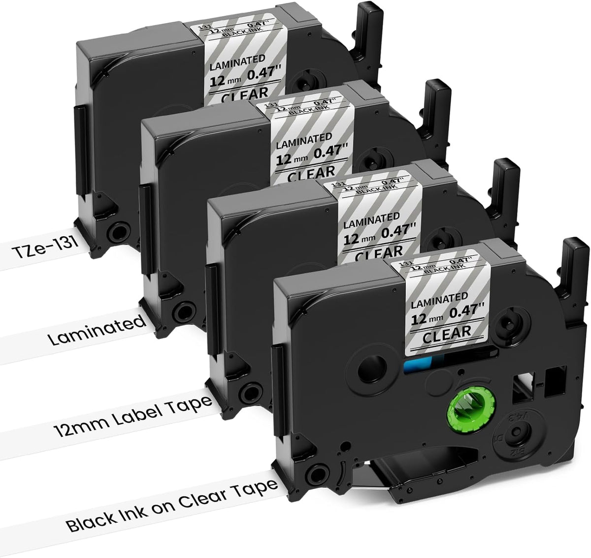 Label Maker Tape Refill Replacement for Brother TZe-231 TZe231 12mm 0.47 | Laminted P Touch TZe TZ Label Tape for Brother PT-D220 D210 H110 D410 D610BT, 12mm x 8m, Black on White, 6-Pack