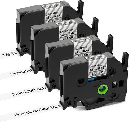 Label Maker Tape Refill Replacement for Brother TZe-231 TZe231 12mm 0.47 | Laminted P Touch TZe TZ Label Tape for Brother PT-D220 D210 H110 D410 D610BT, 12mm x 8m, Black on White, 6-Pack