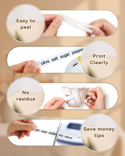 Label Maker Tape Refill Replacement for Brother TZe-231 TZe231 12mm 0.47 | Laminted P Touch TZe TZ Label Tape for Brother PT-D220 D210 H110 D410 D610BT, 12mm x 8m, Black on White, 6-Pack