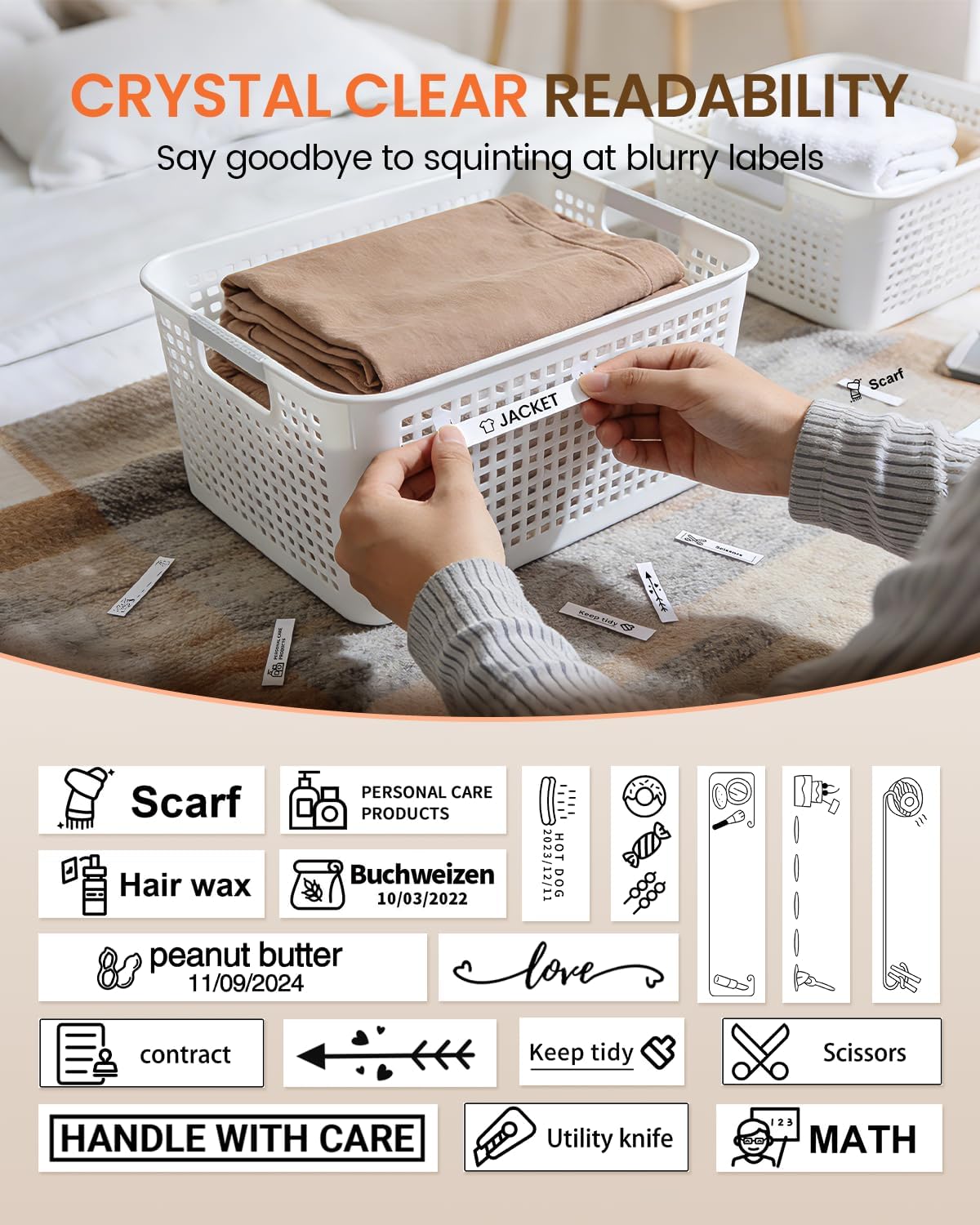 Label Maker Tape Refill Replacement for Brother TZe-231 TZe231 12mm 0.47 | Laminted P Touch TZe TZ Label Tape for Brother PT-D220 D210 H110 D410 D610BT, 12mm x 8m, Black on White, 6-Pack