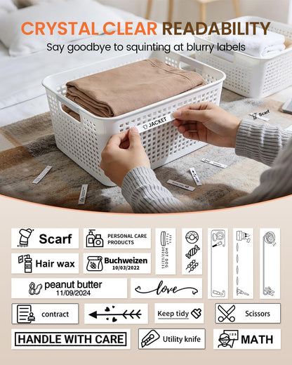 Label Maker Tape Refill Replacement for Brother TZe-231 TZe231 12mm 0.47 | Laminted P Touch TZe TZ Label Tape for Brother PT-D220 D210 H110 D410 D610BT, 12mm x 8m, Black on White, 6-Pack
