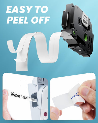 Label Maker Tape Refill Replacement for Brother TZe-231 TZe231 12mm 0.47 | Laminted P Touch TZe TZ Label Tape for Brother PT-D220 D210 H110 D410 D610BT, 12mm x 8m, Black on White, 6-Pack