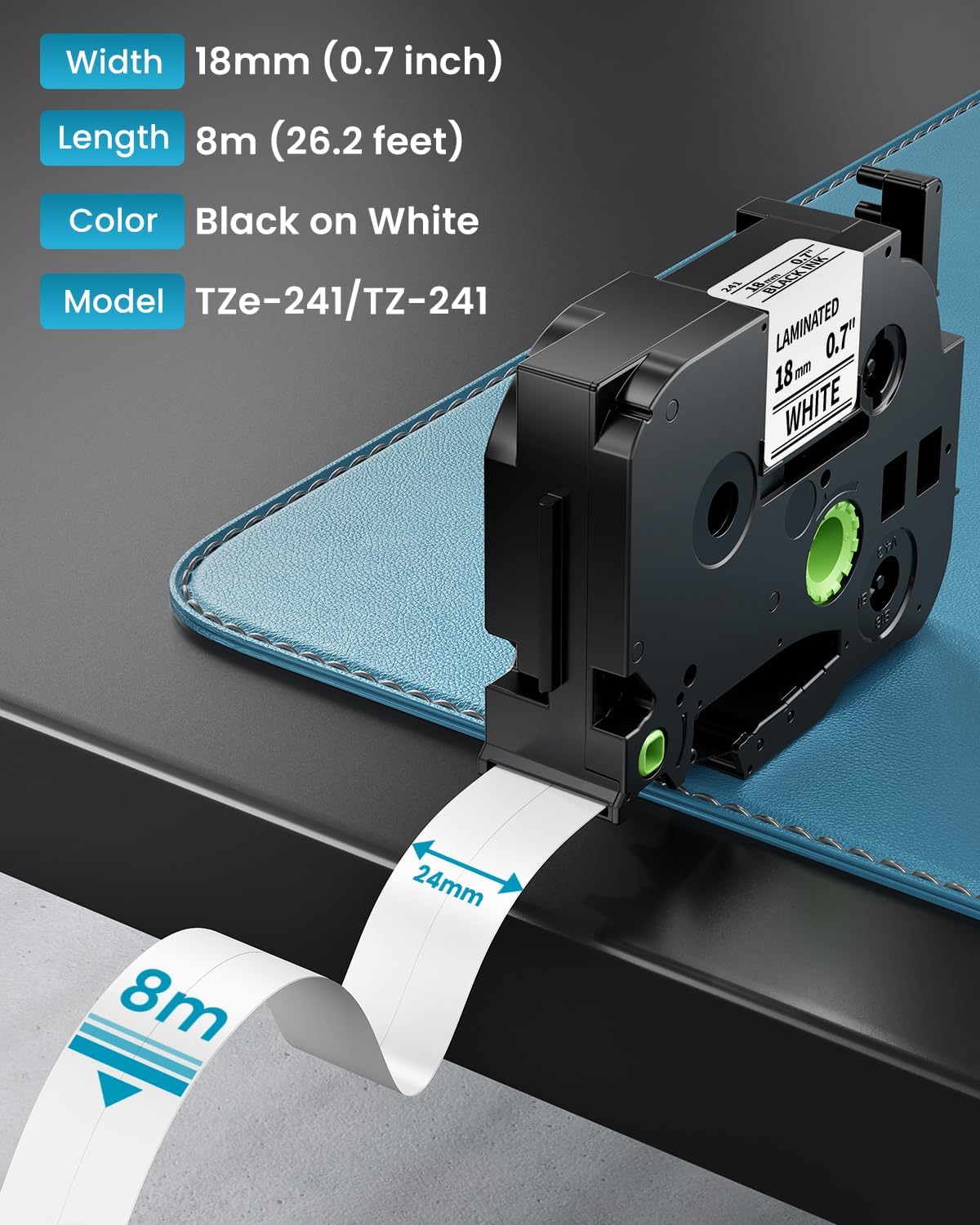 Label Maker Tape Refill Replacement for Brother TZe-231 TZe231 12mm 0.47 | Laminted P Touch TZe TZ Label Tape for Brother PT-D220 D210 H110 D410 D610BT, 12mm x 8m, Black on White, 6-Pack