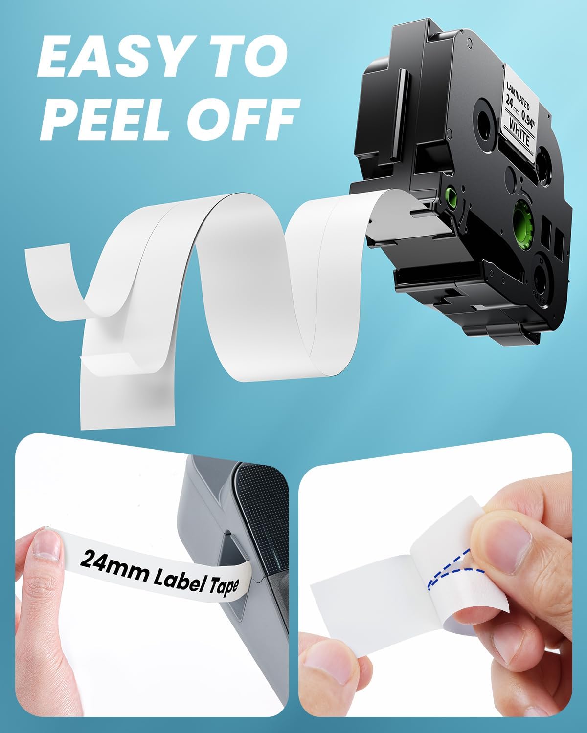 Label Maker Tape Refill Replacement for Brother TZe-231 TZe231 12mm 0.47 | Laminted P Touch TZe TZ Label Tape for Brother PT-D220 D210 H110 D410 D610BT, 12mm x 8m, Black on White, 6-Pack