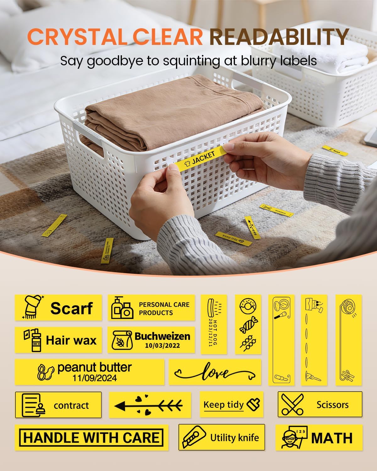 Label Maker Tape Refill Replacement for Brother TZe-231 TZe231 12mm 0.47 | Laminted P Touch TZe TZ Label Tape for Brother PT-D220 D210 H110 D410 D610BT, 12mm x 8m, Black on White, 6-Pack