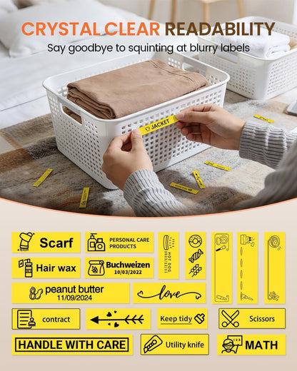 Label Maker Tape Refill Replacement for Brother TZe-231 TZe231 12mm 0.47 | Laminted P Touch TZe TZ Label Tape for Brother PT-D220 D210 H110 D410 D610BT, 12mm x 8m, Black on White, 6-Pack