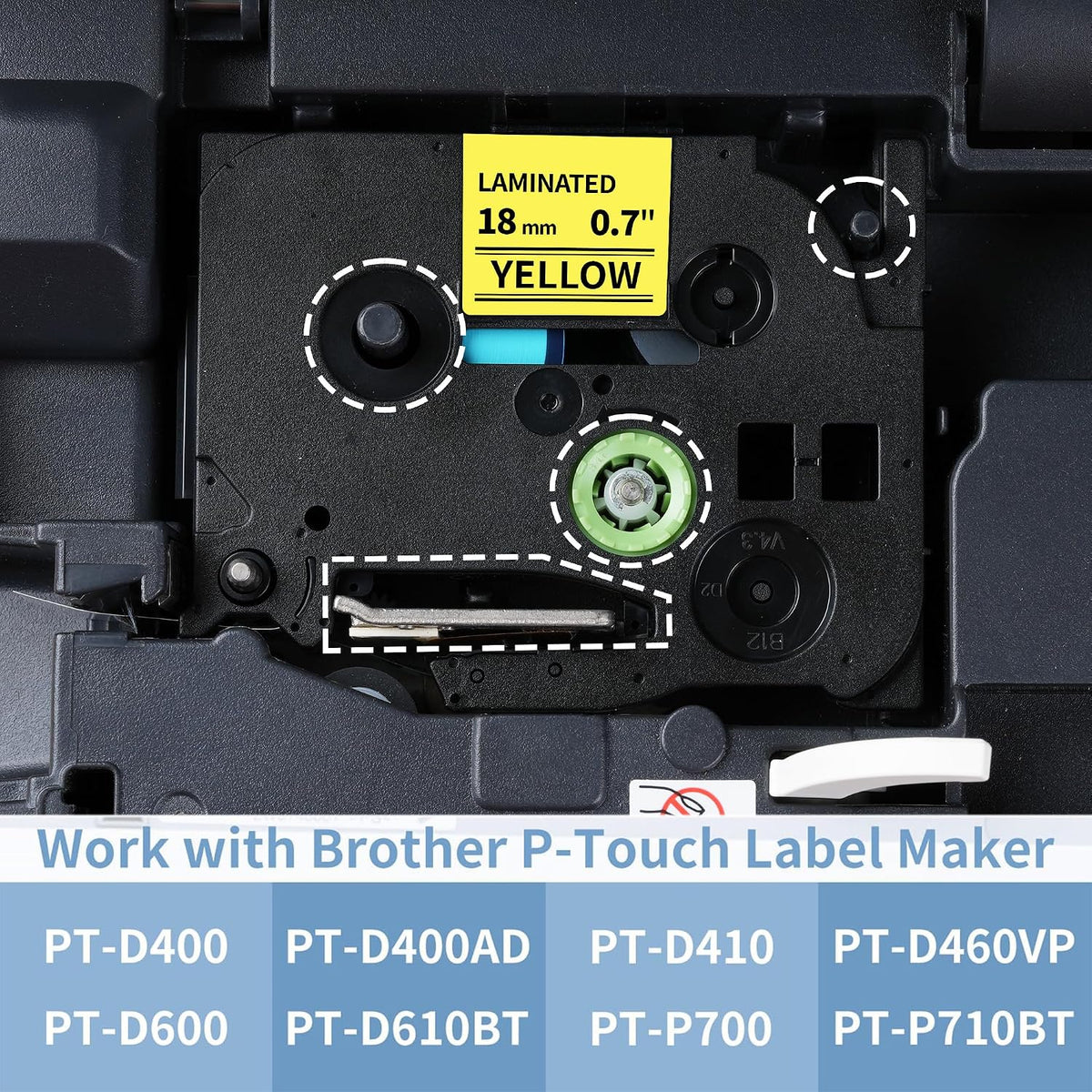 Label Maker Tape Refill Replacement for Brother TZe-231 TZe231 12mm 0.47 | Laminted P Touch TZe TZ Label Tape for Brother PT-D220 D210 H110 D410 D610BT, 12mm x 8m, Black on White, 6-Pack