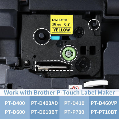 Label Maker Tape Refill Replacement for Brother TZe-231 TZe231 12mm 0.47 | Laminted P Touch TZe TZ Label Tape for Brother PT-D220 D210 H110 D410 D610BT, 12mm x 8m, Black on White, 6-Pack