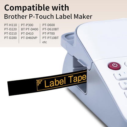 Label Maker Tape Refill Replacement for Brother TZe-231 TZe231 12mm 0.47 | Laminted P Touch TZe TZ Label Tape for Brother PT-D220 D210 H110 D410 D610BT, 12mm x 8m, Black on White, 6-Pack