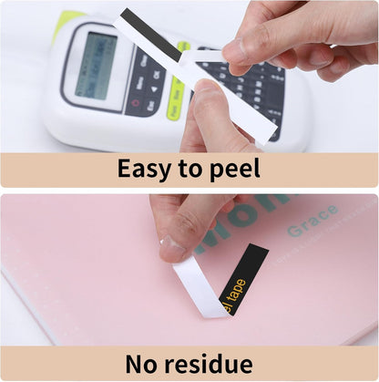 Label Maker Tape Refill Replacement for Brother TZe-231 TZe231 12mm 0.47 | Laminted P Touch TZe TZ Label Tape for Brother PT-D220 D210 H110 D410 D610BT, 12mm x 8m, Black on White, 6-Pack