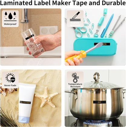 Label Maker Tape Refill Replacement for Brother TZe-231 TZe231 12mm 0.47 | Laminted P Touch TZe TZ Label Tape for Brother PT-D220 D210 H110 D410 D610BT, 12mm x 8m, Black on White, 6-Pack