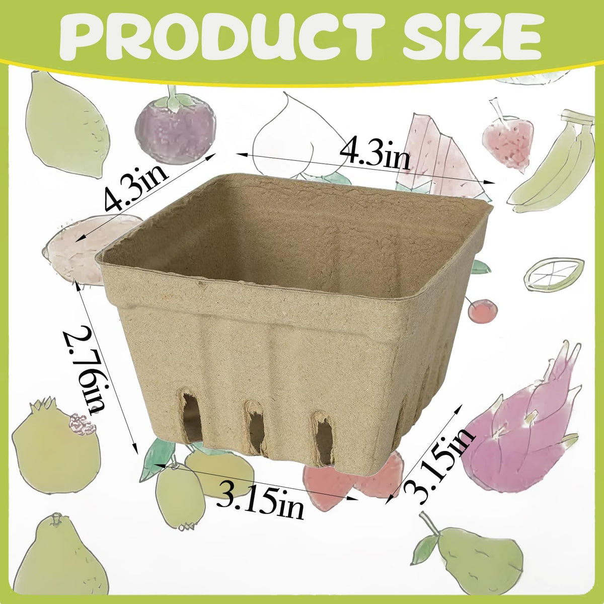30 Pack Natural Pulp Fiber Berry Basket, Molded Produce Vented Basket Kitchen Supplies for Strawberry Blueberry Raspberry, fruit baskets,berry containers,strawberry basket,berry,farmers market stand