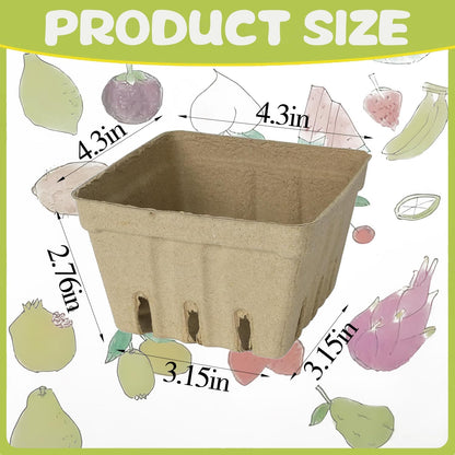 30 Pack Natural Pulp Fiber Berry Basket, Molded Produce Vented Basket Kitchen Supplies for Strawberry Blueberry Raspberry, fruit baskets,berry containers,strawberry basket,berry,farmers market stand