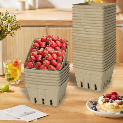 30 Pack Natural Pulp Fiber Berry Basket, Molded Produce Vented Basket Kitchen Supplies for Strawberry Blueberry Raspberry, fruit baskets,berry containers,strawberry basket,berry,farmers market stand