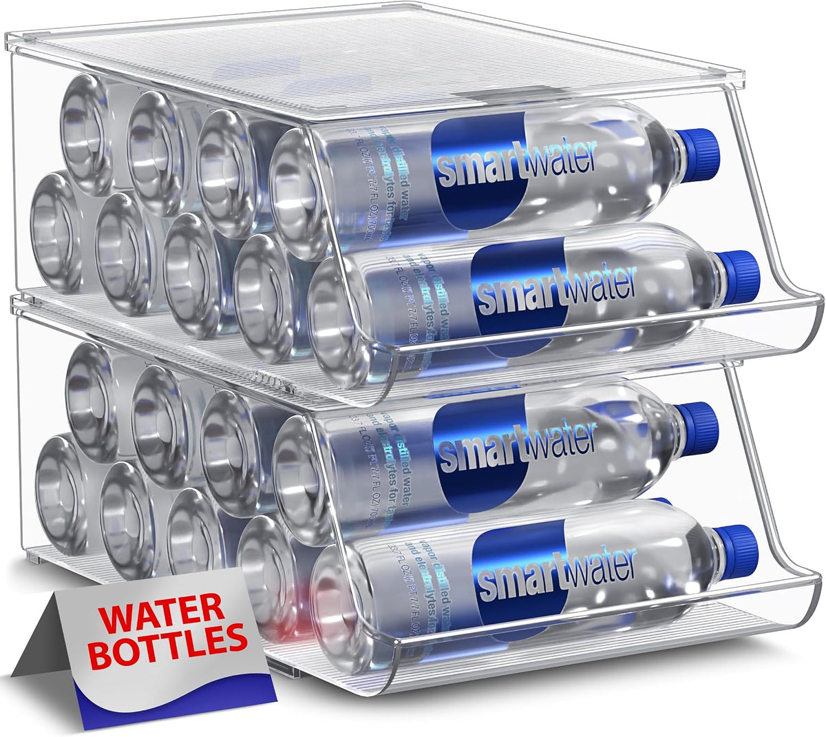 Clear Skinny Can Organizer for Fridge, Stackable with Lids