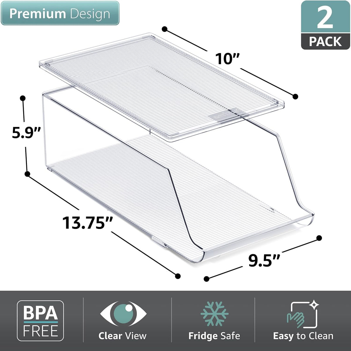 Clear Skinny Can Organizer for Fridge, Stackable with Lids