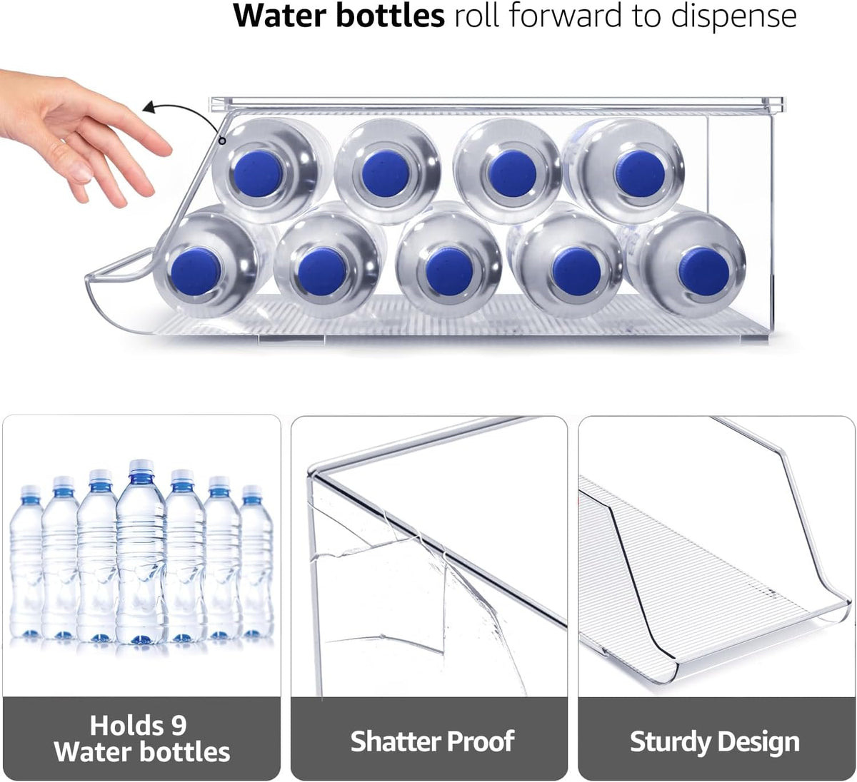 Clear Skinny Can Organizer for Fridge, Stackable with Lids