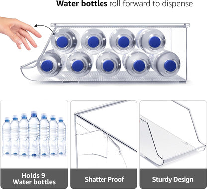 Clear Skinny Can Organizer for Fridge, Stackable with Lids