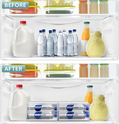 Clear Skinny Can Organizer for Fridge, Stackable with Lids