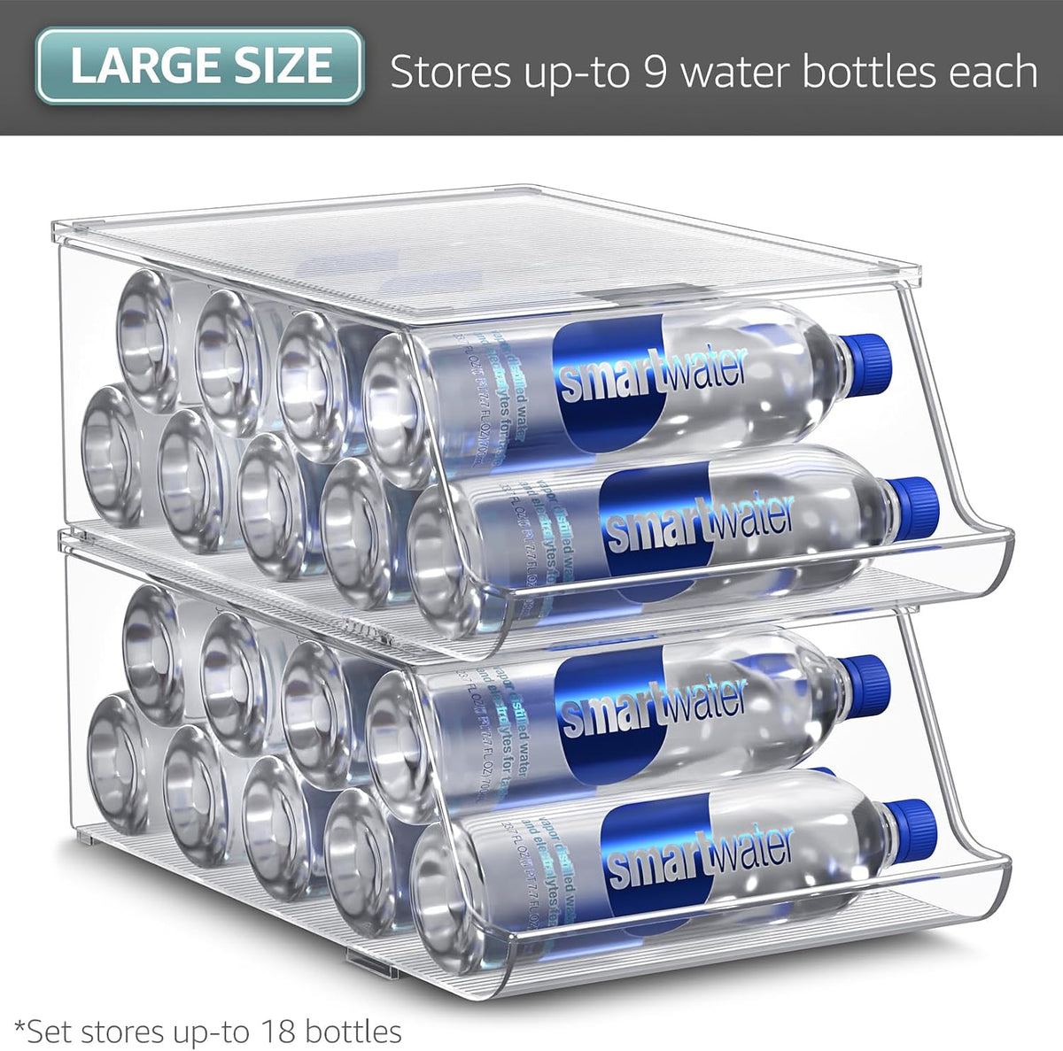 Clear Skinny Can Organizer for Fridge, Stackable with Lids