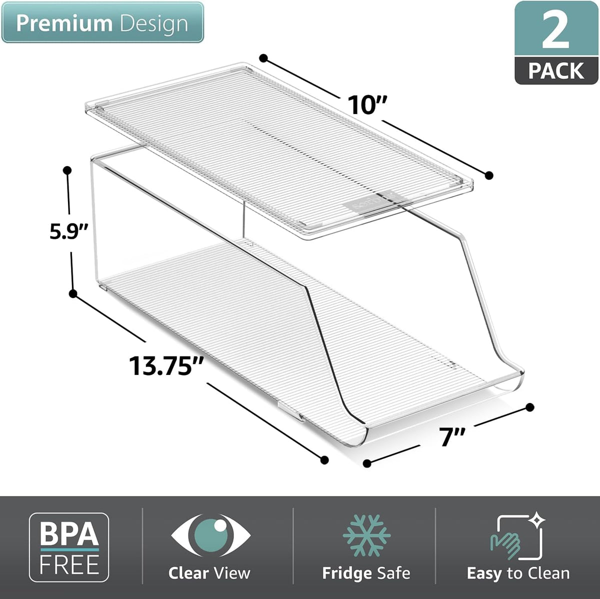 Clear Skinny Can Organizer for Fridge, Stackable with Lids