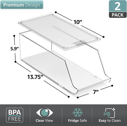 Clear Skinny Can Organizer for Fridge, Stackable with Lids