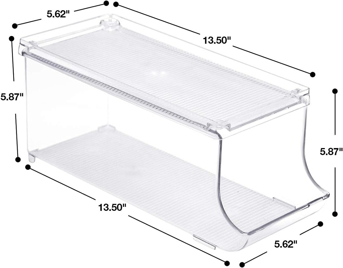 Clear Skinny Can Organizer for Fridge, Stackable with Lids