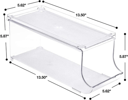Clear Skinny Can Organizer for Fridge, Stackable with Lids