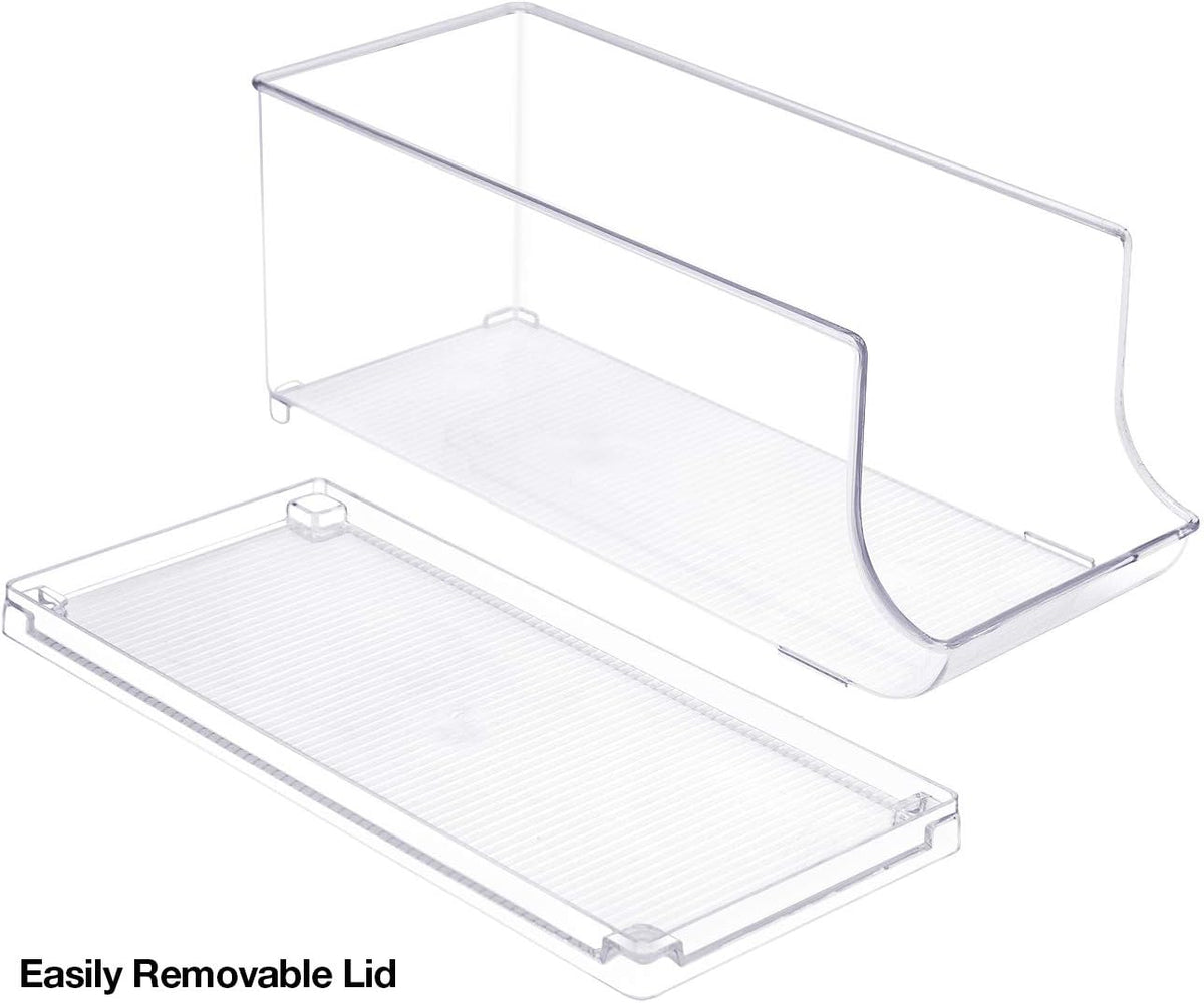 Clear Skinny Can Organizer for Fridge, Stackable with Lids